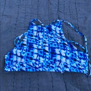 blue tie-dye bikini top
